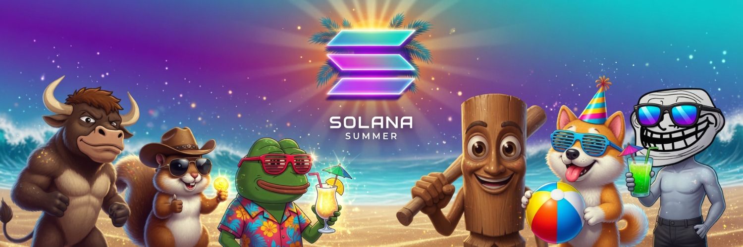 Solana Summer meme mascots on the beach